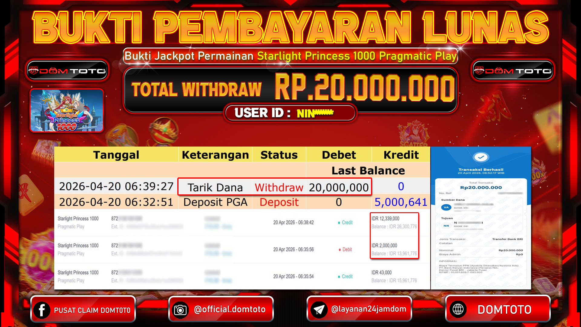 JACKPOT SLOT Starlight Princess 1000 Pragmatic Play 20 APRIL 2026